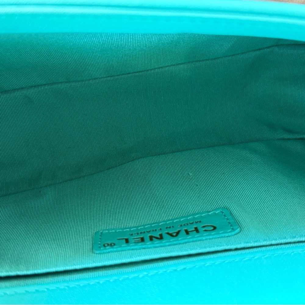 SOLD - CHANEL Green Blue Lambskin LeBoy Flap Bag Old Medium GHW - Picture 13 of 13